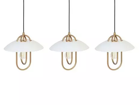 BELIANI подвесной светильник золото/белый металл, 3 лампы, современный дизайн, стеклянные плафоны, элегантный гламур, для гостиной, спальни, столовой