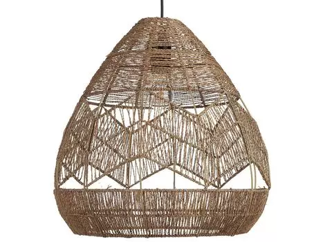BELIANI подвесной светлый бежевый бумажный сетчатый абажур с эффектом ротанга плетеный в форме колокольчика изогнутой формы 125 см стиль бохо