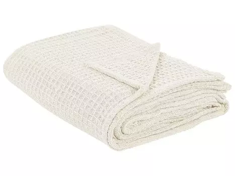 BELIANI Покрывало светло-бежевого цвета, хлопок 150 x 200 см, текстурированный вафельный узор, современная спальня, гостиная, диван, одеяло, накидка на диван-кровать, кресло