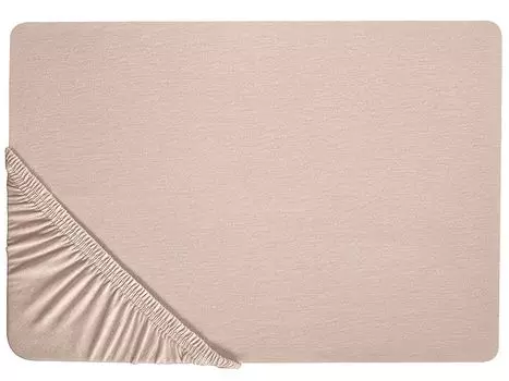 BELIANI Простыня бежевого цвета из хлопка с резинкой 200 x 200 см. Большая простыня для классической дышащей двуспальной кровати с высоким матрасом.