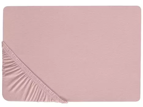 BELIANI Простыня розового цвета из хлопка с резинкой 200 x 200 см. Большая простыня для классической дышащей двуспальной кровати с высоким матрасом.