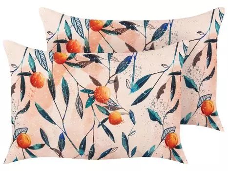 BELIANI Садовая подушка Разноцветный тканевый чехол с наполнителем Прямоугольный 40 x 60 см Фруктовый узор Устойчивое к атмосферным воздействиям украшение для гостиной Сад Балкон Патио В помещении На открытом воздухе