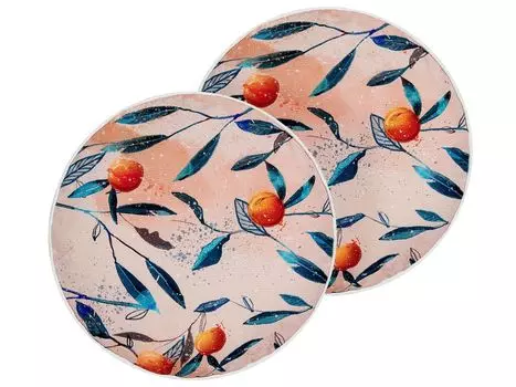 BELIANI Садовая подушка Разноцветный тканевый чехол с наполнителем Круглый 40 см Фруктовый узор Устойчивое к атмосферным воздействиям украшение для гостиной Сад Балкон Патио В помещении На открытом воздухе