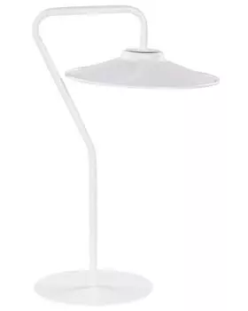 BELIANI Светодиодная настольная лампа, белый металл, 1 лампа с абажуром, конусообразная форма, изогнутый длинный кабель с выключателем, промышленный дизайн, современный офис, домашний офис