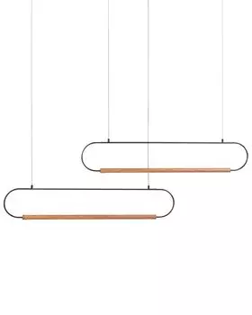 BELIANI Светодиодный подвесной светильник 2 пламени металл черный и светлое дерево LOGONE