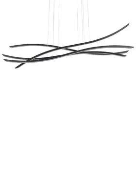 BELIANI Светодиодный подвесной светильник, черный металл, 4 лампы, волнистая форма, волнистый промышленный дизайн, современный для кухни, обеденного стола, кухни-гостиной, высоких потолков, интерьера