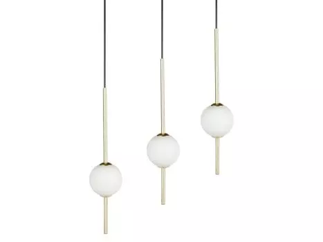 BELIANI Светодиодный подвесной светильник золотого цвета из металла, 3 лампы, современный дизайн, стеклянные шарики, исключительно подходит для гостиной, спальни, столовой