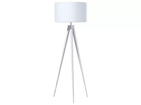 BELIANI Торшер белый металл 156 см круглый тканевый абажур трехногий длинный кабель с выключателем современный дизайн