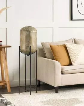 BELIANI Торшер, цвет латуни, металл, 107 см, форма колонны, овальная сетка, длинный кабель с переключателем, освещение современной спальни, гостиной, золото