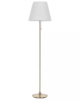BELIANI Торшер латунного цвета, белый железный тканевый абажур, 148 см, конусообразный абажур в стиле ампир с ручным выключателем, классический стильный для гостиной, спальни, прихожей, золото