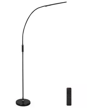 BELIANI Торшер LED черный металл и пластик 220 см с регулируемой яркостью и таймером, дистанционное управление, дугообразная форма, длинный кабель с выключателем дуговой лампы