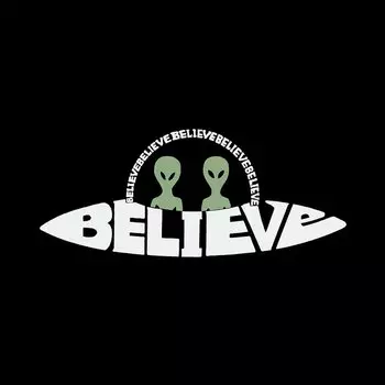 Believe UFO — мужская футболка с длинным рукавом с надписью Word Art LA Pop Art
