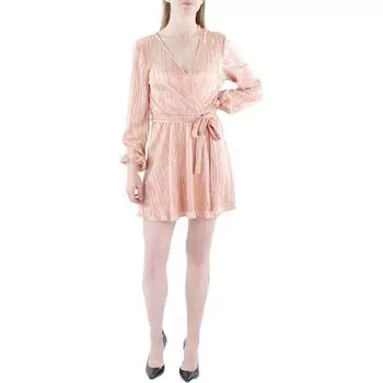 Belissa Женское металлизированное плиссированное платье-футляр Bardot, красный