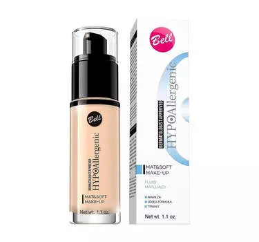 Bell Гипоаллергенный матирующий флюид HypoAllergenic Mat&Soft Make-Up 01 Светло-бежевый 30г