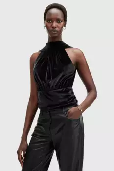 БЕЛЛАТРИКС бархатная рубашка AllSaints, черный