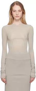 Бело-белая полупрозрачная футболка с длинными рукавами Rick Owens