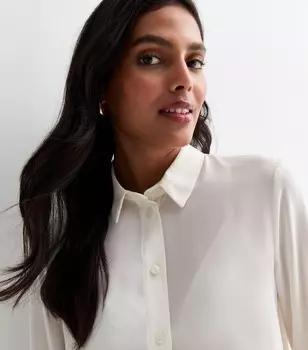 Бело-белая рубашка с длинным рукавом New Look, белый