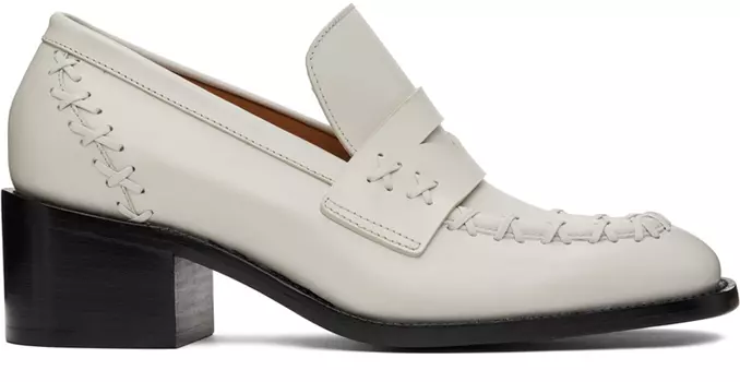 Бело-белые лоферы на каблуке Dries Van Noten