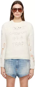 Бело-белый рваный свитер R13