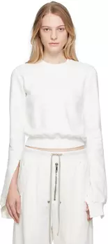 Бело-белый свитшот Rick Owens DRKSHDW с необработанными краями