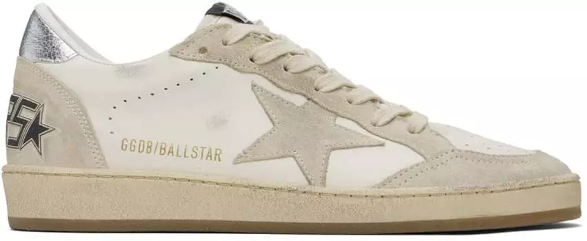 Бело-бежевые кроссовки Ball Star Golden Goose