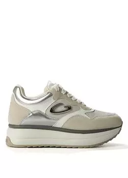 Бело-бежевые женские кожаные кроссовкиerg03g100021 Alberto Guardiani, бежевый