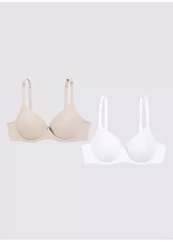 Бело-бежевый бюстгальтер без косточек Marks & Spencer