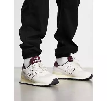 Бело-бордовые кроссовки New Balance 574