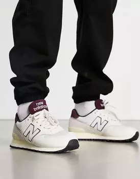 Бело-бордовые кроссовки New Balance 574