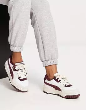 Бело-бордовые массивные кроссовки Puma Cali Dream