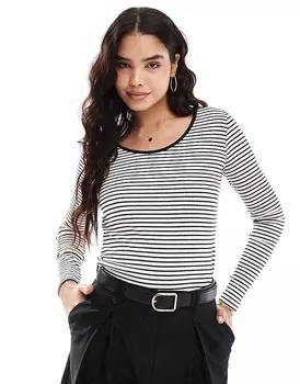Бело-черная двусторонняя рубашка в полоску с длинными рукавами Vero Moda
