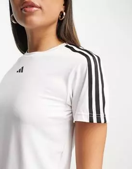 Бело-черная футболка с 3 полосками adidas Aeroready Train Essentials adidas
