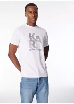 Бело-черная мужская футболка 755037542221 Karl Lagerfeld, белый черный