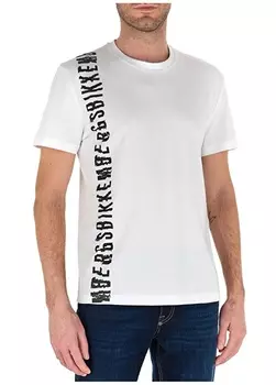 Бело-черная мужская футболка с круглым вырезом Bikkembergs