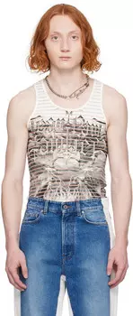 Бело-черная полупрозрачная майка Jean Paul Gaultier