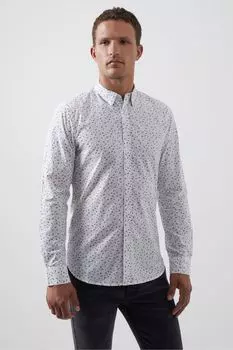 Бело-черная рубашка с длинными рукавами и цветочным узором French Connection