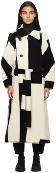 Бело-черное пальто со вставками ISSEY MIYAKE