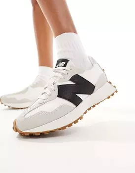 Бело-черные кроссовки New Balance 327 с резиновой подошвой