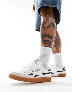 Бело-черные кроссовки Reebok Club C Revenge Vintage – на резиновой подошве