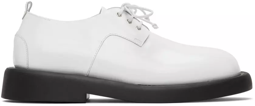 Бело-черные полированные дерби Gomme Gommello Marsell