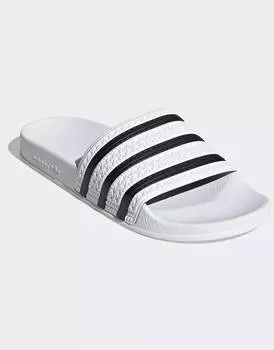 Бело-черные шлепанцы adidas Originals adilette