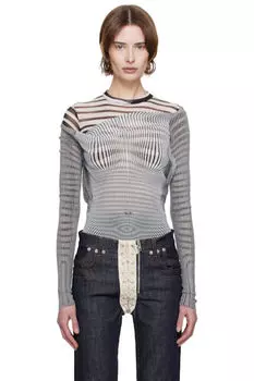 Бело-черный боди «The Draped Body Morphing» Jean Paul Gaultier