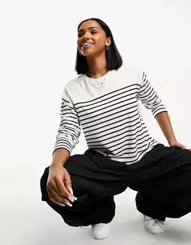 Бело-черный полосатый топ JDY