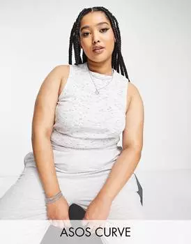 Бело-черный жилет в рубчик с высоким воротником ASOS DESIGN Curve