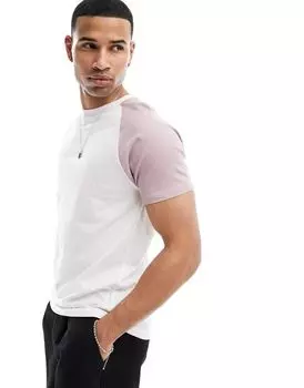 Бело-фиолетовая футболка реглан Brave Soul