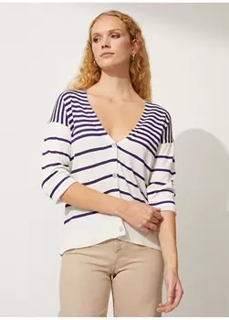 Бело-фиолетовый женский кардиган People By Fabrika