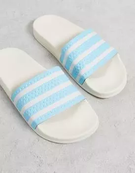 Бело-голубые шлепанцы adidas Originals Adilette