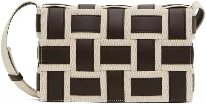 Бело-коричневая сумка-кассета Bottega Veneta
