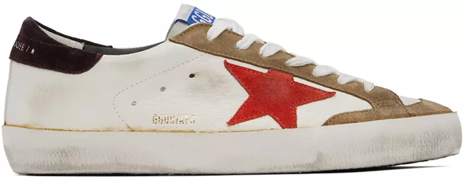 Бело-коричневые классические кроссовки Golden Goose Super-Star
