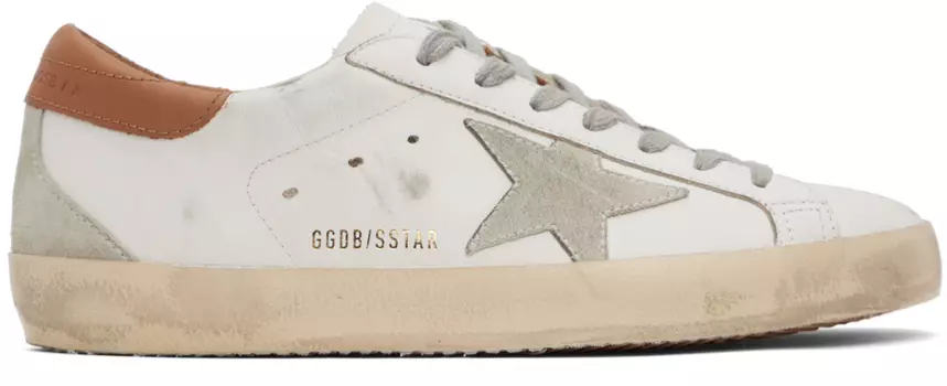 Бело-коричневые классические кроссовки Golden Goose Super-Star